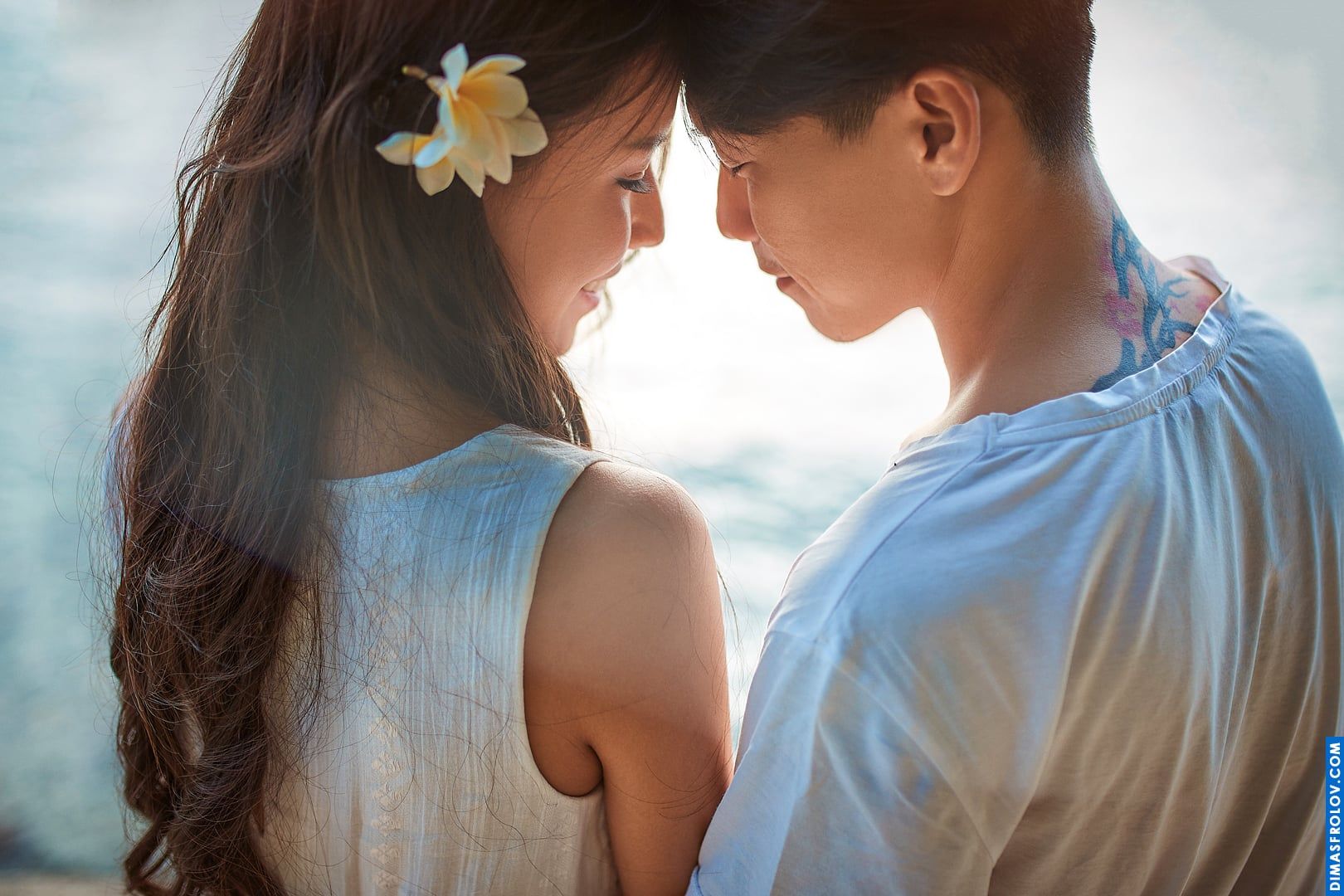 Romantic close-up portrait of a couple during a photo session