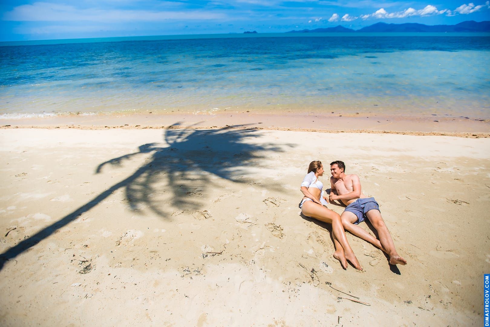 Relaxing beach moment with striking shadow composition