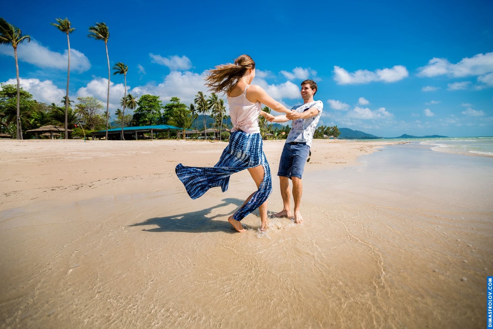 Playful and dynamic beach photo with movement