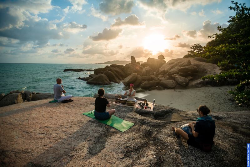 Yoga meditation with Tibetan singing bowls